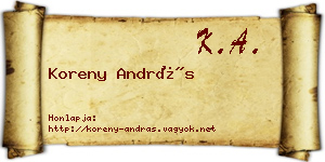 Koreny András névjegykártya